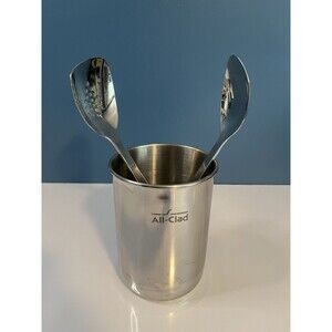 All-Clad Stainless Steel Kitchen Tool Set 3 pc ONLY Caddy, Spoon, Slotted Spoon